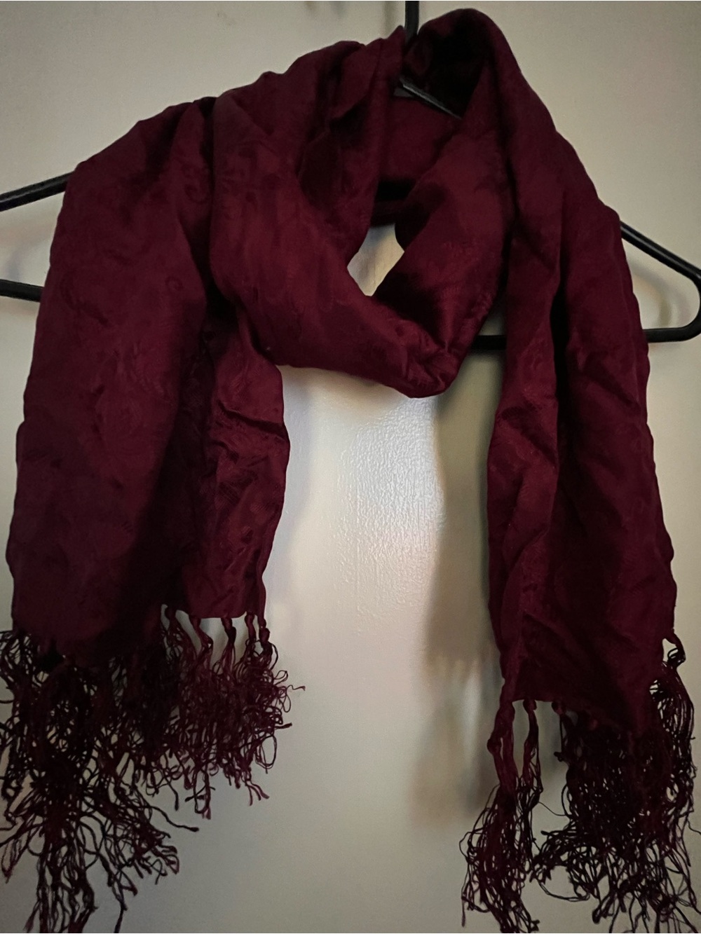 Polo by Ralph Lauren Burgundy Fringe Wrap Scarf